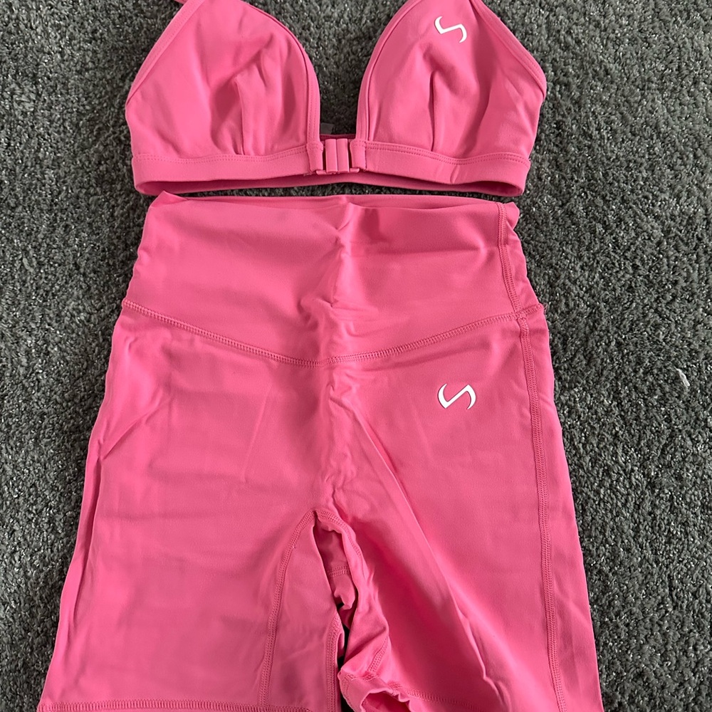 Sculpt Activewear Pink Sports Bra and High-Waist Shorts Set